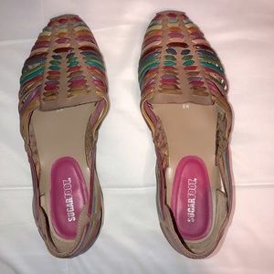 Size 8 W colorful leather summer shoes by Sugarfoot